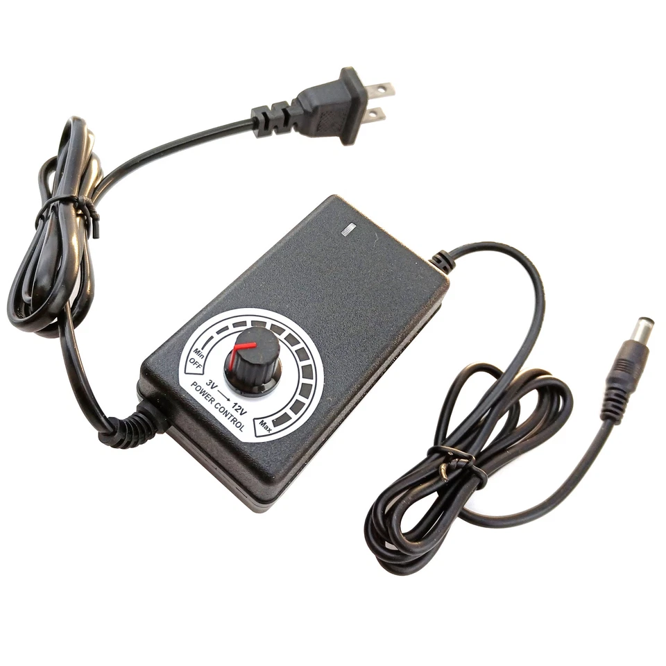 DC 3V-12V Adjustable Power Supply Voltage Control Adapter Knob 5.5x2.5mm Jack 3A - Image 1 of 4