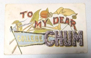 Postcard Early Divided Back To My Dear College Chum Glittered Letters - Picture 1 of 2