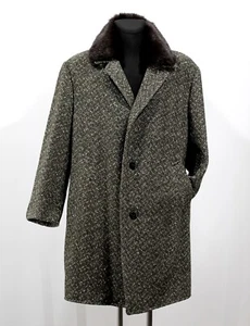 Abrigo de lana RDA otoño invierno abrigo forro intercambiable piel cuello visón vintage talla 26 - Imagen 1 de 7