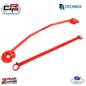 Barra de cúpula de acero roja TA Technix adecuada para BMW Serie 3 E30 delantera y trasera - Imagen 1 de 3