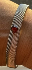 Pulsera elástica Paparazzi roja plata con piedra color rubí - Imagen 1 de 3