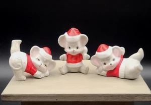 Vtg Christmas Around The World Christmas Tumbling Mice Figurines Set 3 Ceramic - Picture 1 of 5