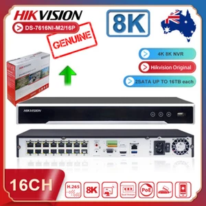 1PC Hikvision AcuSense 16Ch 4K DS-7616NI-M2/16P 32MP NVR + 4TB HDD - Picture 1 of 11