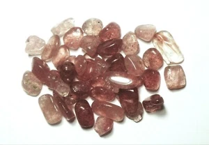 100cts ASSORTED 6 - 9 mm POLISHED SMALL STRAWBERRY QUARTZ MADAGASCAR # 20 - Picture 1 of 1