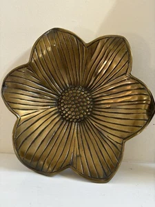 Vintage Handmade Textured Brass Flower Blossom 12” Diameter - Picture 1 of 18
