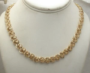 18" Technibond Love Knot Rosette Chain Necklace 14K Yellow Gold Plated Silver - Picture 1 of 4
