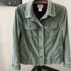 LL Bean Corduroy Jean Jacket Style XS Petite Flannel Lined Button Up Jacket Coat - Picture 1 of 8