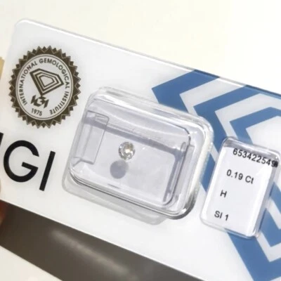 NATURAL Diamond - IGI Certified - Round Brilliant Engagement Ring 0.19ct H SI1 - Image 1 of 3