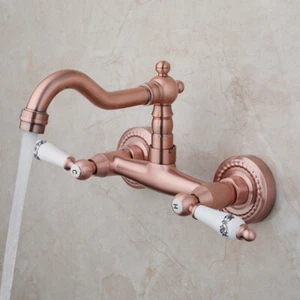 Antikes Kupfer Swivel Bad Kitchen Sink Mischbatterie Einhebel-Wasserhähne Taps - Bild 1 von 13