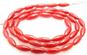 Cuentas de coral rojo natural de arroz de 3*9 mm para hacer joyas hágalo usted mismo collar hebra 15" - Imagen 1 de 2