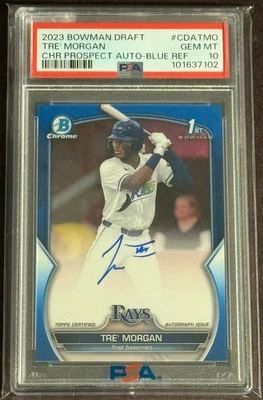 2023 Bowman Draft Tre Morgan 1st Bowman True Blue Refractor Auto /150 PSA 10 - Image 1 of 3