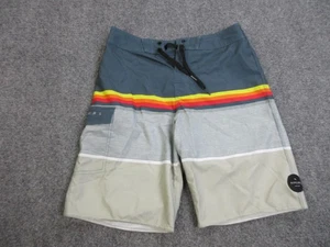 Rip Curl Board Shorts Mens 28 Blue Gray Striped Colorblock Surf Swim Drawstring - Picture 1 of 16