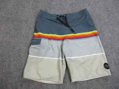 Rip Curl Board Shorts Mens 28 Blue Gray Striped Colorblock Surf Swim Drawstring - Image 1 of 4