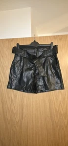 Womens Beautiful New High Waist Pu Shorts With Elasticated Waist And Belt - Picture 1 of 6