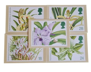 ORCHIDS Royal Mail stamp cards set, complete, new - Picture 1 of 3