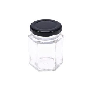 45ML Hexagon Transparent Glass Bottle 60g Honey Storage Bottle Empty Jar Nut - Picture 1 of 7