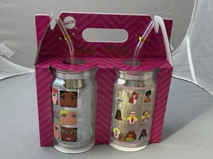 Barbie x Dragon Glassware Limited Edition Set of Two Drinking Glasses with Straw - Picture 1 of 3