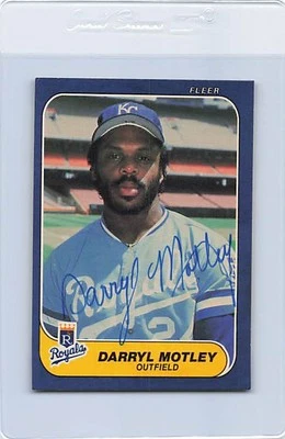 1986 Fleer #16 Darryl Motley Royals Signed Auto *K9586 - Image 1 of 2