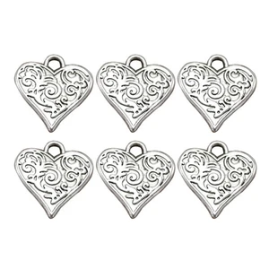 20pcs Alloy Patterned Heart Pendants Charms DIY Jewelry Making Accessory for - Picture 1 of 12