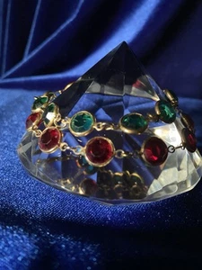 2 Vintage 80’s Swarovski Bezeled 7” Bracelet, Red And Green Christmas Colors - Picture 1 of 3