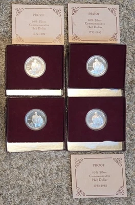 Lot of 4 George Washington 1982S Half Dollars Proof 50C 90% Silver US Coins - Image 1 of 4
