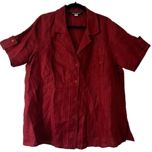 Marina Rinaldi Made in Italy Puro Lino 100% Lino Top con bottoni Donna 27/XL - Foto 1 di 7