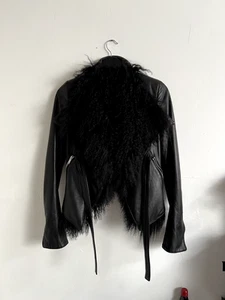 Gareth Pugh Lambskin and Mongolian Fur Moto Jacket - Picture 1 of 3