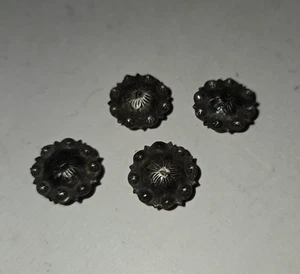 VOGT Sterling Silver Berry Conchos .65" Engraved Lot of 4 Screwback Western Tack - Picture 1 of 20