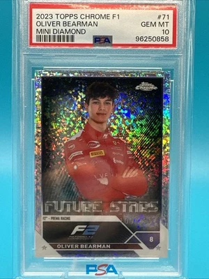2023 Topps Chrome F1 Oliver Bearman Mini Diamond PSA 10 - Image 1 of 2