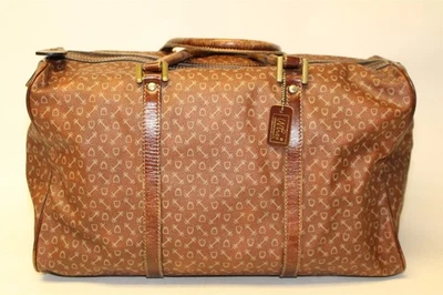 Winn Vintage Signature Log Zip Top Duffle Travel Carry On Overnight Luggage Bag - Image 1 of 4