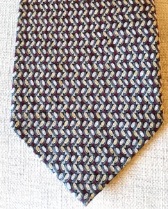 DANIEL DE FASSON Trifold Silk Wide Neck Tie 60"x4" Geometric Red Gray Yellow - Picture 1 of 8