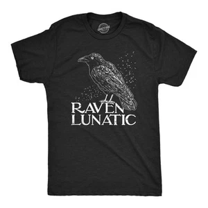Herren T-Shirt Raven Lunatic lustig dunkle Krähe Liebhaber Tee für Jungs - Bild 1 von 7