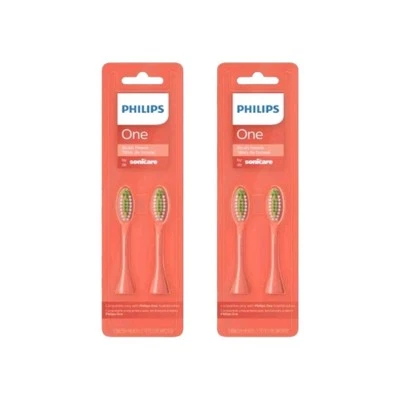 2pk Philips One by Sonicare 4 cabezales de cepillo de repuesto BH1022/01 Miami rosa coral Foto 1 de 4