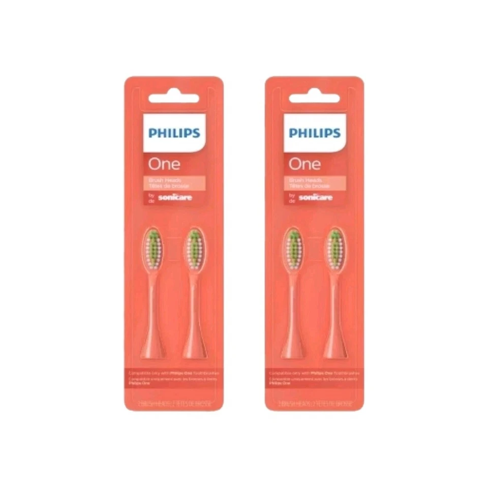 Philips One Sonicare 2 Pack Miami Coral Brush Heads (8 Total) BH1022/01