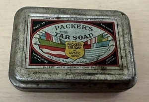 Vintage 1939 Packer's Healing Tar Soap Tin Mystic Connecticut USA - Picture 1 of 3