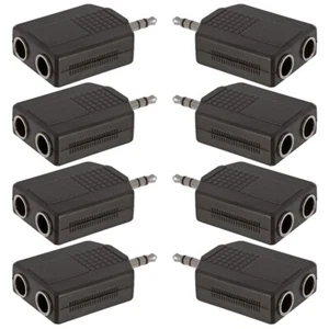 8x 1/8" 3.5mm Male to Dual 1/4" 6.35mm Female Y Splitter Stereo Audio Adapter - Picture 1 of 3