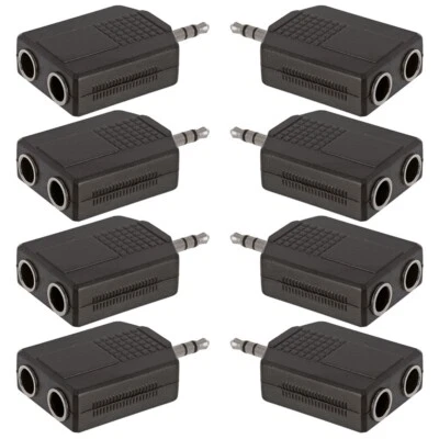 8x 1/8" 3.5mm Male to Dual 1/4" 6.35mm Female Y Splitter Stereo Audio Adapter - Image 1 of 3