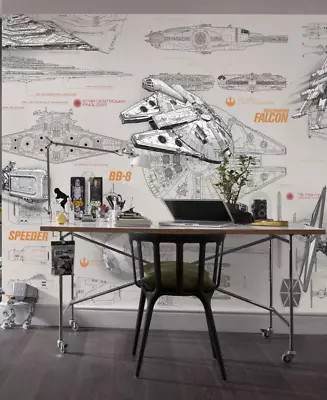 Giant Star Wars Wall mural Wallpaper starships chlildrens room paper decor - Image 1 of 4