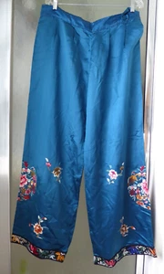 Vintage Chinese Silk Embroidered Lounge Pants 1940’s L/XL - Picture 1 of 8