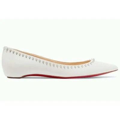 Bailarina Christian Louboutin Anjalina plana blanca de cuero con punta 38 Foto 1 de 4
