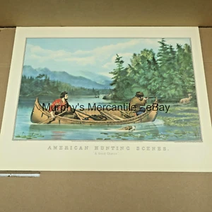 American Hunting Scenes A Good Chance 2 Caras Currier Ives Litografía Reimpresión 12x15" - Imagen 1 de 2