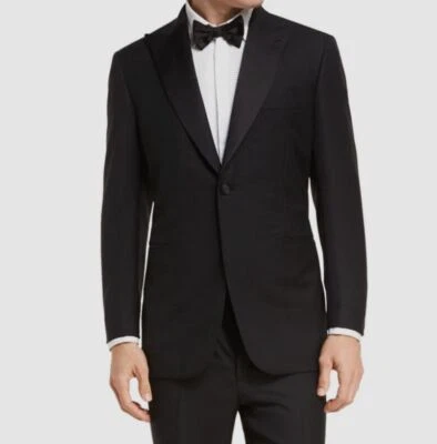 $5951 Brioni Para hombres Negro Lana Sólida Esmoquin Traje Abrigo Blazer Chaqueta Talla 48L Foto 1 de 3