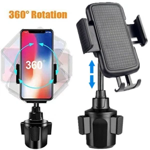 Long Neck 360° Adjustable Universal Cup Holder Car Mount Cradle for Cell Phone - Picture 1 of 12