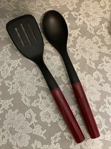Kitchenaid 13" Cooking Set Empire Red with Black Tool Nylon Spatula Spoon - Picture 1 of 7