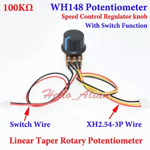 100K B100K OHM Linear Kegel Drehpotentiometer 100KB Topfknöpfe EIN AUS Schalter - Bild 1 von 4