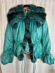 Roberto Cavalli Down Green Jacket with Mink Fur? Size 40 - Picture 1 of 24