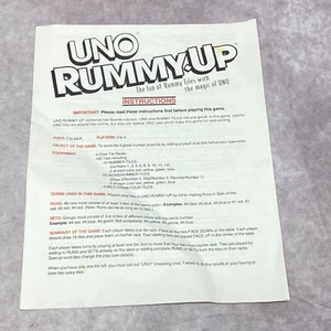 UNO Rummy Up Game Instructions Manual Only By Mattel 1993 - Picture 1 of 2