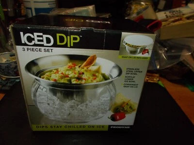Iced Dip 2 Piece Serving Bowl W/O Lid Set Prodyne Stainless Steel Party Open Box - Image 1 of 2