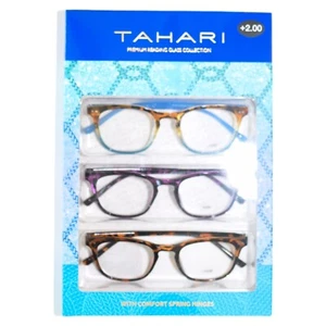 Set of 3 Tahari +2.00 Premium Reading Glass Collection Brown Purple Blue NWB - Picture 1 of 3