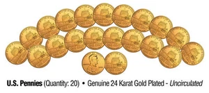 LINCOLN PRESIDENCY 2009 UNCIRCULATED 24KT GOLD BICENTENNIAL PENNIES "20 COIN LOT - Picture 1 of 1